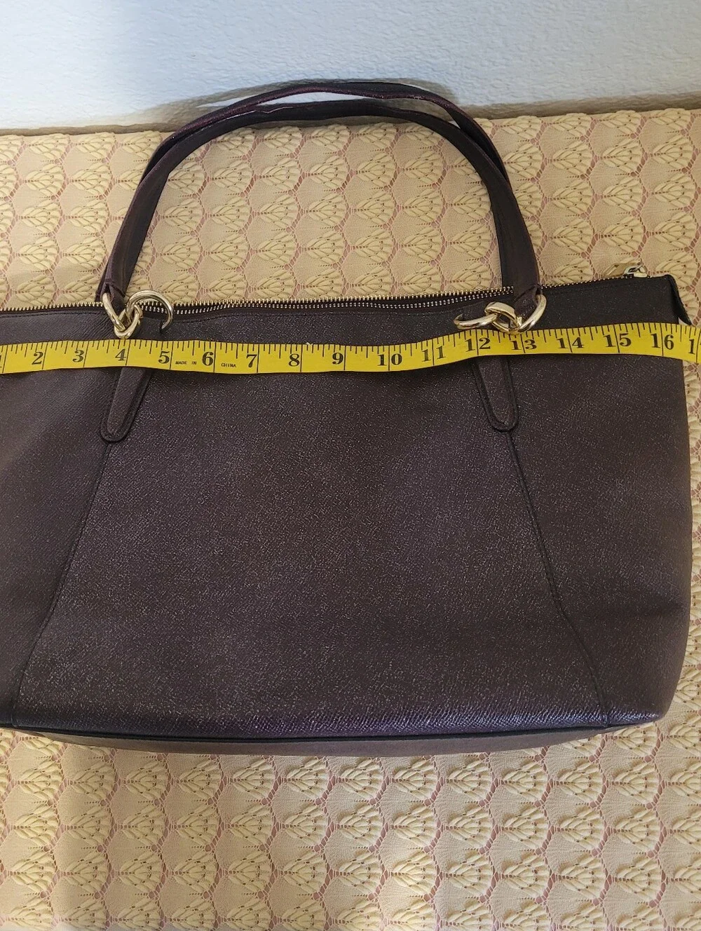 Coach Ava Tote In Crossgrain Leather Tote In Oxblood Burgandy Color #F11900